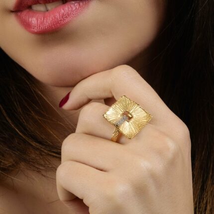 Ασημένιο δαχτυλίδι επίχρυσο με ζιργκόν | Lalino.gr