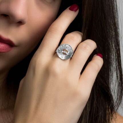 Χειροποίητο ασημένιο δαχτυλίδι με ζιργκόν πέτρα | Lalino.gr