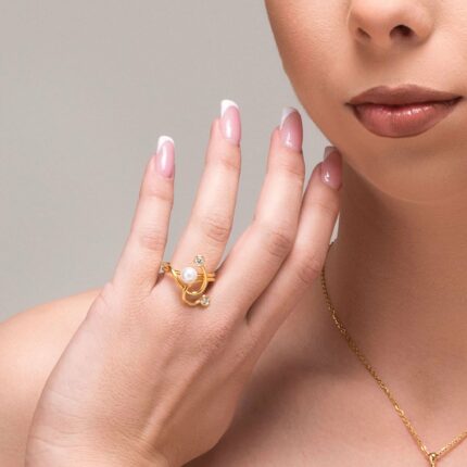 Ασημένιο χειροποίητο δαχτυλίδι μαργαριτάρι | Lalino.gr