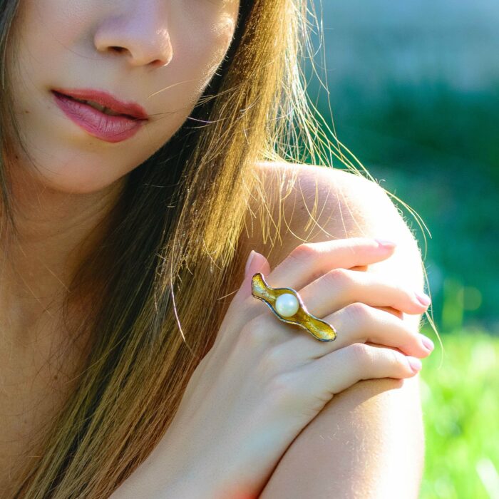 Δαχτυλίδι χειροποίητο με μαργαριτάρι | Lalino.gr
