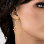 Ασημένια κρεμαστά σκουλαρίκια πολύγωνα | Lalino.gr