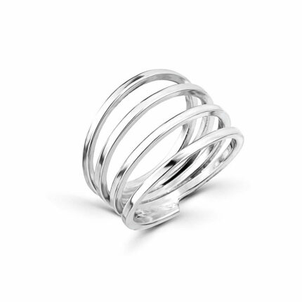 Ασημένιο δαχτυλίδι βέρα τετραπλό | Lalino.gr