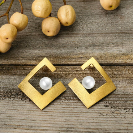 Ασημένια σκουλαρίκια με μαργαριτάρι χειροποίητα | Lalino.gr