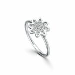 Ασημένιο δαχτυλίδι λουλούδι με ζιργκόν | Lalino.gr