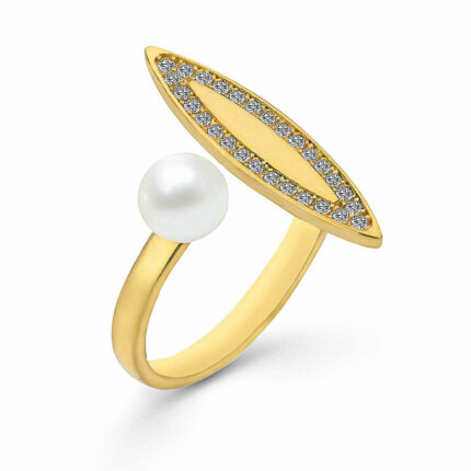 Δαχτυλίδι με φυσικό μαργαριτάρι νυχάκι | Lalino.gr