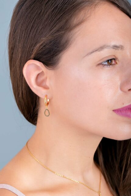 Ασημένια σκουλαρίκια κρίκοι με δάκρυ | Lalino.gr