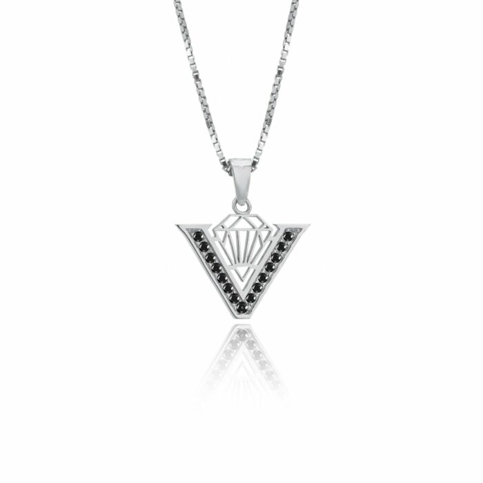 Ασημένιο μενταγιόν διαμάντι με ζιργκόν | Lalino.gr