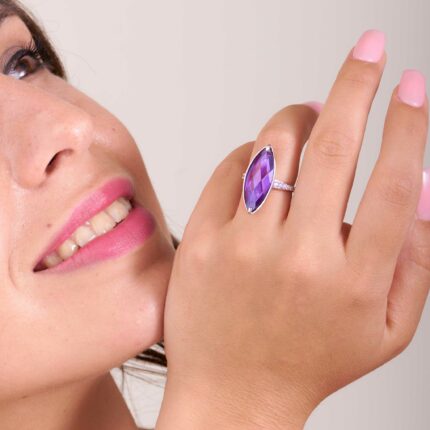 Δαχτυλίδι ασημένιο μονόπετρο με ζιργκόν | Lalino.gr