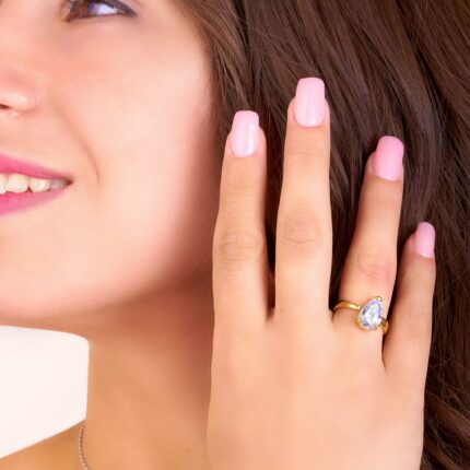 Μονόπετρο δαχτυλίδι δάκρυ χειροποίητο | Lalino.gr