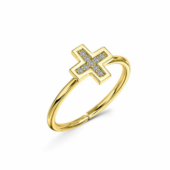 Δαχτυλίδι με πέτρες ζιργκόν σταυρός | Lalino.gr