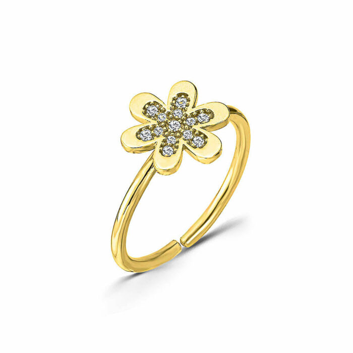 Ασημένιο χειροποίητο δαχτυλίδι λουλούδι | Lalino.gr