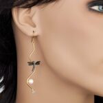 Ασημένια σκουλαρίκια κρεμαστά λιβελούλα | Lalino.gr