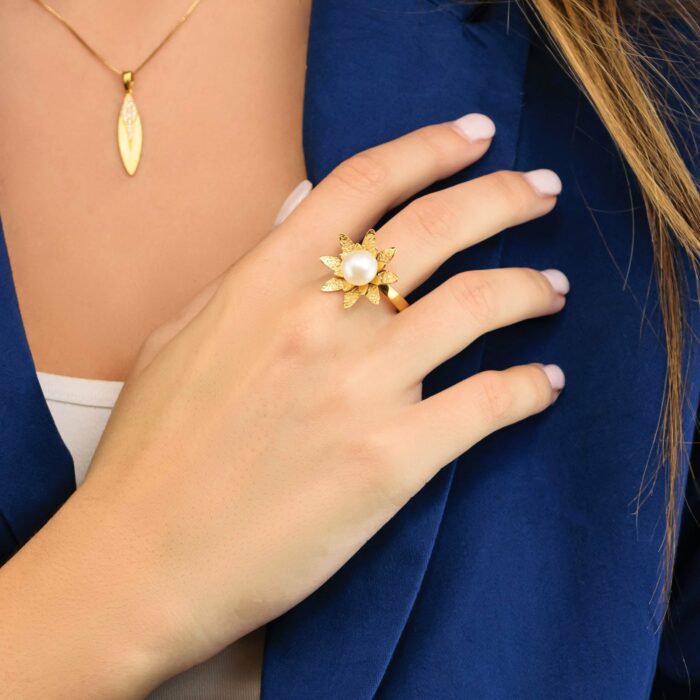 Δαχτυλίδι με φυσικό μαργαριτάρι μαργαρίτα | Lalino.gr