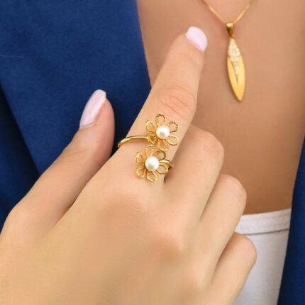 Δαχτυλίδι με δύο μαργαριτάρια μαργαρίτες | Lalino.gr