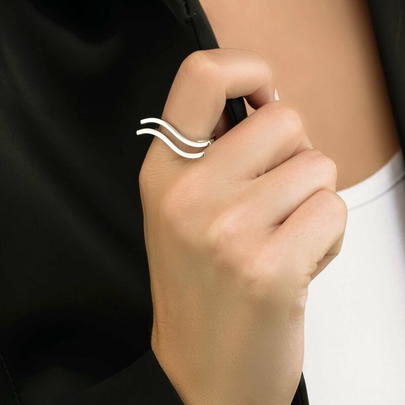 Ασημένιο δαχτυλίδι κύμα χειροποίητο | Lalino.gr