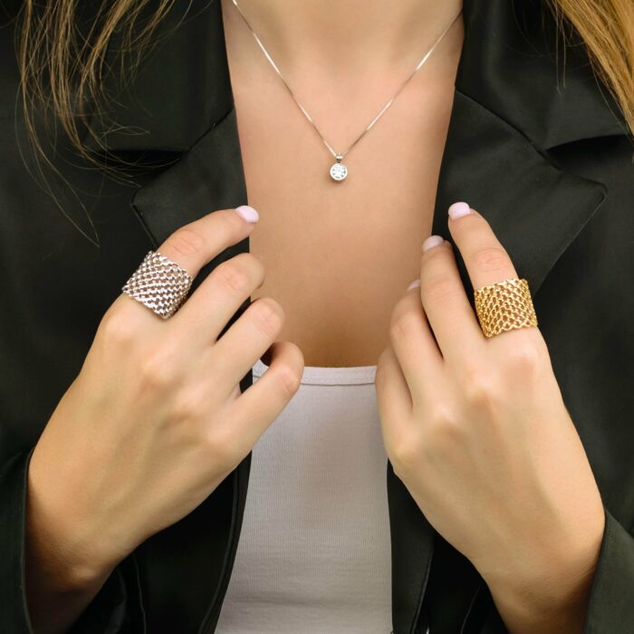 Δαχτυλίδι ασημένιο διάτρητο χειροποίητο | Lalino.gr