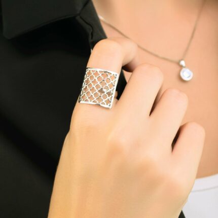 Διάτρητο δαχτυλίδι ασημένιο χειροποίητο | Lalino.gr