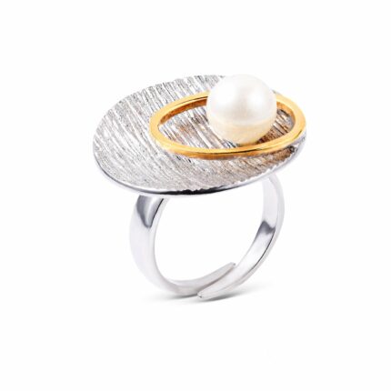 Δαχτυλίδι με μαργαριτάρι δίχρωμο | Lalino.gr