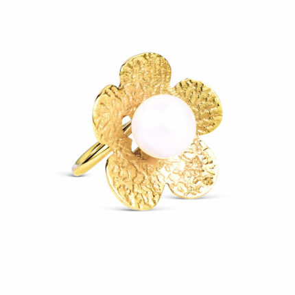 Δαχτυλίδι με φυσικό μαργαριτάρι λουλούδι | Lalino.gr