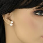 Σκουλαρίκια ασημένια καρφωτά με μαργαριτάρι | Lalino.gr