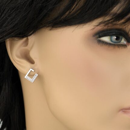 Ασημένια σκουλαρίκια καρφωτά με ζιργκόν | Lalino.gr