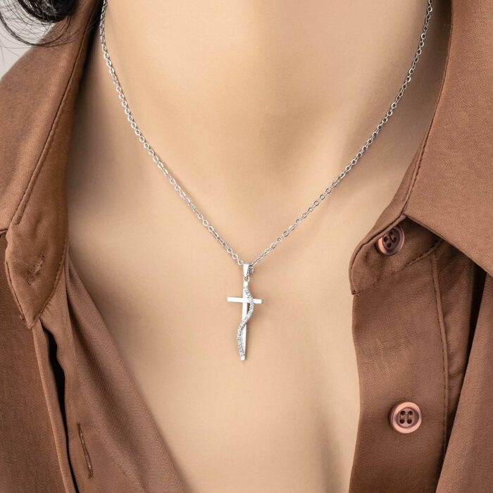 Ασημένιος γυναικείος σταυρός με ζιργκόν | Lalino.gr