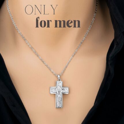 Ανδρικός ασημένιος σταυρός με τον Εσταυρωμένο | Lalino.gr