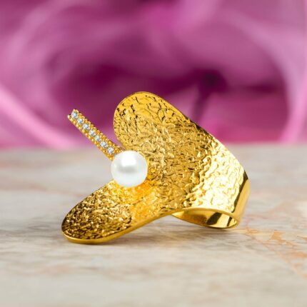 Δαχτυλίδι καρδιά ασημένιο ζαγρέ με μαργαριτάρι | Lalino.gr