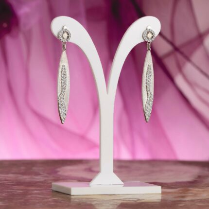 Κρεμαστά ασημένια σκουλαρίκια με ζιργκόν | Lalino.gr