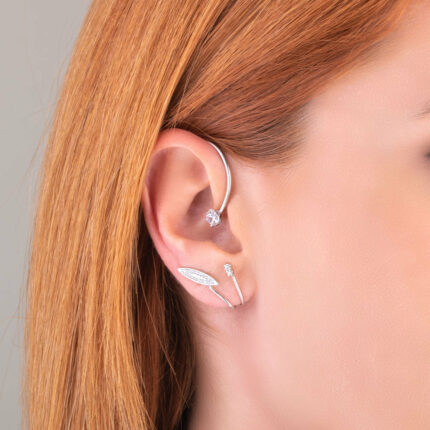 Ear cuff σκουλαρίκι φύλλο πολύπετρο | Lalino.gr