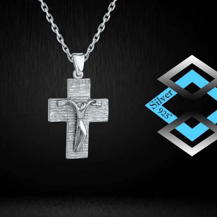 Ασημένιος σταυρός ανδρικός με τον Εσταυρωμένο | Lalino.gr