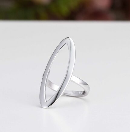 Ασημένιο μακρόστενο δαχτυλίδι χειροποίητο | Lalino.gr
