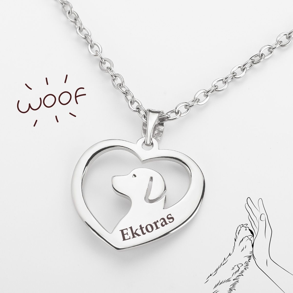 Ασημένιο Κολιέ Καρδιά με Όνομα Σκύλου Ασημένιο Κολιέ Καρδιά με Όνομα Σκύλου