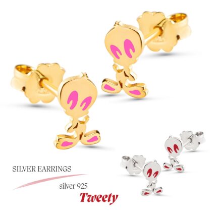 Παιδικά Ασημένια Σκουλαρίκια με τον Tweety