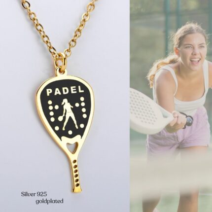 Ασημένια Ρακέτα Κολιέ Padel για Γυναίκα επίχρυσο