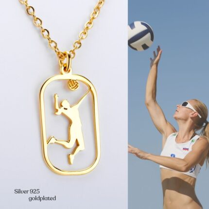 Ασημένιο Γυναικείο Κολιέ για Voley επίχρυσο