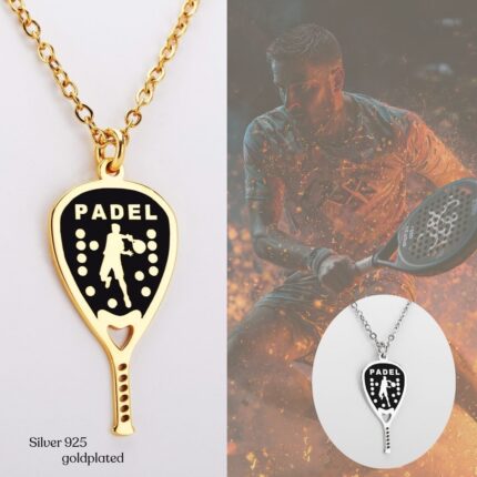 Ασημένια Ρακέτα Κολιέ Padel για Άνδρα επίχρυσο